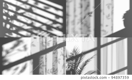 Game of shadow with curtain and trees silhouette set 94897359