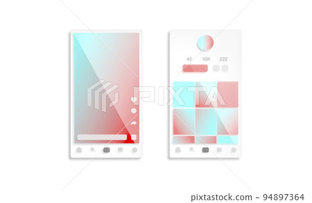Content and profile grid interface frame mockup set, isolated 94897364
