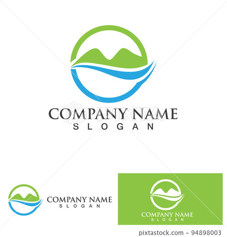 Landscape wave and Mountain icon Logo Landscape wave and Mountain icon Logo 94898003
