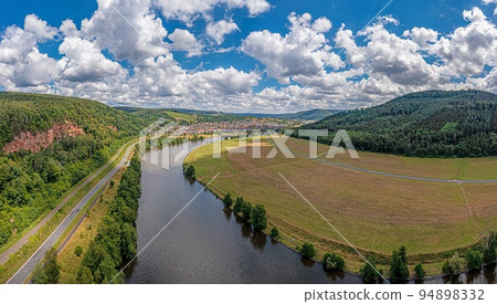Drone panorama over river Main in Germany 94898332