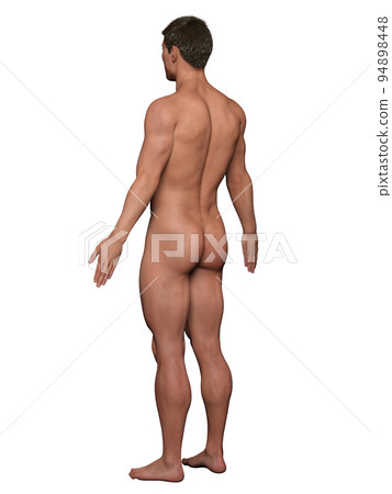裸男直立,雙手張開,斜向後 裸男直立,雙手張開,斜向後 94898448