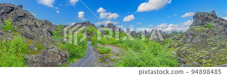 Panoramic picture from the volcanic lava fields of Myvatn on Iceland Panoramic picture from the volcanic lava fields of Myvatn on Iceland 94898485