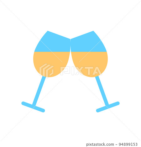 Cheers two wine glasses flat line icon isolated on white background. Abstract white wine sign or logo for bar restaurant design. Alcohol drink symbol. Party beverage minimal object illustration Cheers two wine glasses flat line icon isolated on white background. Abstract white wine sign or logo for bar restaurant design. Alcohol drink symbol. Party beverage minimal object illustration 94899153