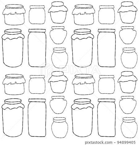 Seamless pattern with outline of jam jars on a 94899405