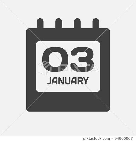 Icon day date 3 January, template calendar page 94900067