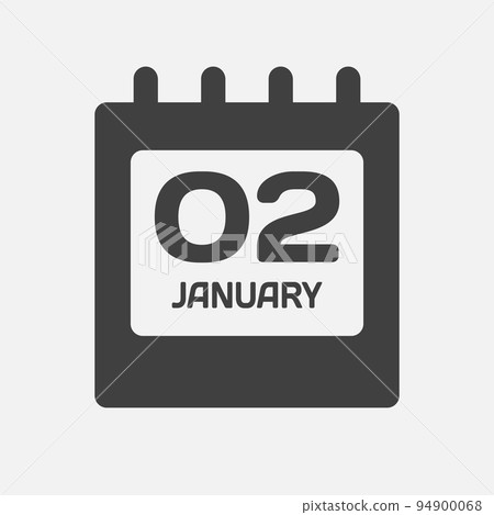Icon day date 2 January, template calendar page 94900068