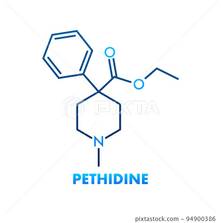 Pethidine concept chemical formula icon label, text font vector illustration 94900386