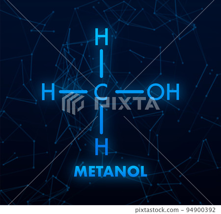 Methanol concept chemical formula icon label, text font vector illustration 94900392
