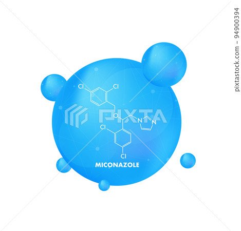 Miconazole concept chemical formula icon label, text font vector illustration 94900394