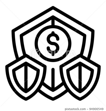 Credit money shield icon. Outline credit money shield vector icon for web design isolated on white background Credit money shield icon. Outline credit money shield vector icon for web design isolated on white background 94900549