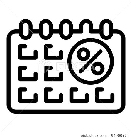 Credit percent calendar icon. Outline credit percent calendar vector icon for web design isolated on white background Credit percent calendar icon. Outline credit percent calendar vector icon for web design isolated on white background 94900571