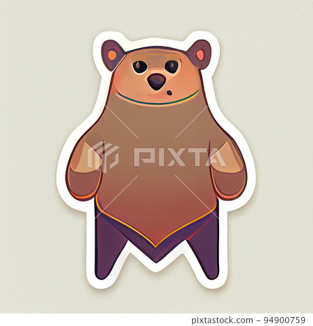 Stylized teddy bear sticker. Cartoon funny brown bear. Digital illustration. Stylized teddy bear sticker. Cartoon funny brown bear. Digital illustration. 94900759