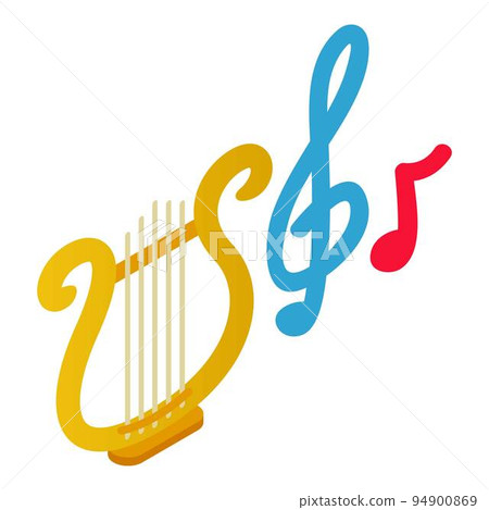 Music symbol icon. Isometric illustration of music symbol vector icon for web Music symbol icon. Isometric illustration of music symbol vector icon for web 94900869