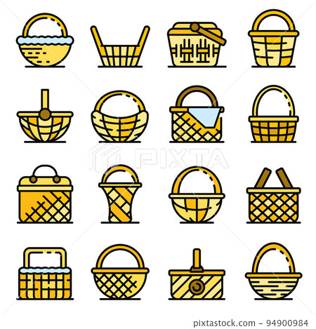 Wicker icons set. Outline set of wicker vector icons thin line color flat on white Wicker icons set. Outline set of wicker vector icons thin line color flat on white 94900984