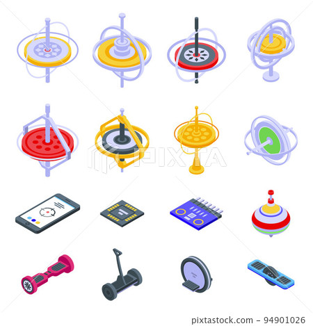 Gyroscope icons set. Isometric set of gyroscope vector icons for web design isolated on white background Gyroscope icons set. Isometric set of gyroscope vector icons for web design isolated on white background 94901026