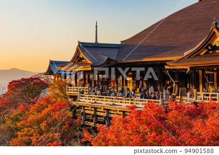 Autumn in Higashiyama, Kyoto World Heritage Kiyomizu-dera Temple Twilight Stage and Autumn Leaves Autumn in Higashiyama, Kyoto World Heritage Kiyomizu-dera Temple Twilight Stage and Autumn Leaves 94901588