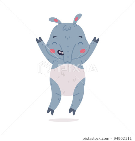 Cute Grey Tapir Animal with Proboscis Jumping with Joy Vector Illustration Cute Grey Tapir Animal with Proboscis Jumping with Joy Vector Illustration 94902111