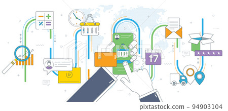 Purchase in internet shopping on smartphone. 94903104