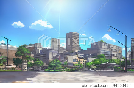 Park front street 2 in urban area Park front street 2 in urban area 94903491