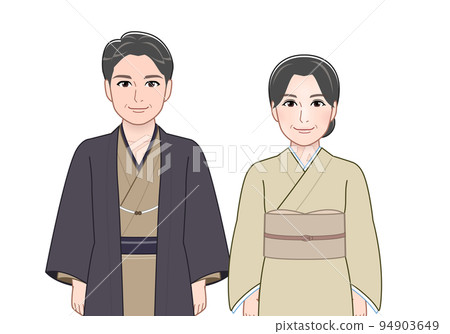 一對穿著日本衣服的老夫婦 94903649