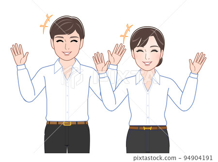 穿白襯衫的男女 94904191