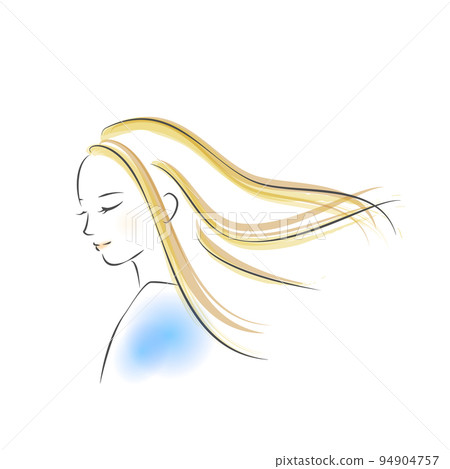 一個微笑的女人往下看的插圖 一個微笑的女人往下看的插圖 94904757