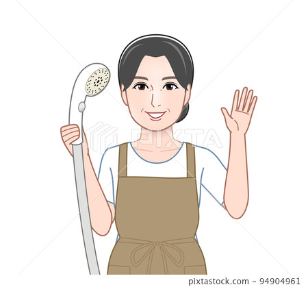 woman cleaning the bathroom woman cleaning the bathroom 94904961