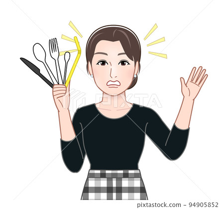 Woman with unwanted plastic Woman with unwanted plastic 94905852