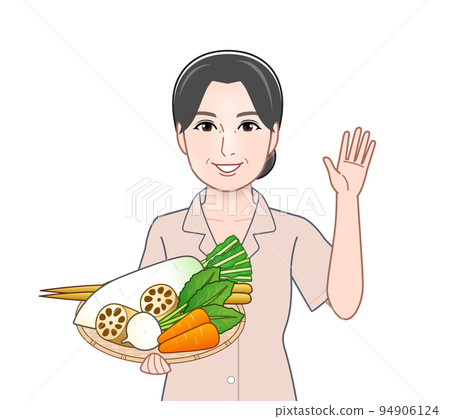 帶根菜的年輕女子 94906124