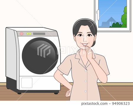 Washing machine and woman Washing machine and woman 94906323