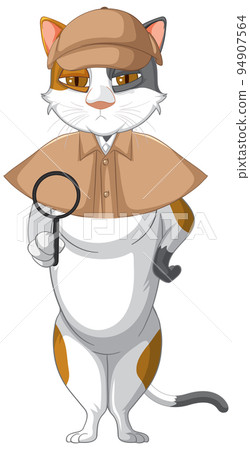 Detective cat wearing brown overcoat and hat Detective cat wearing brown overcoat and hat 94907564