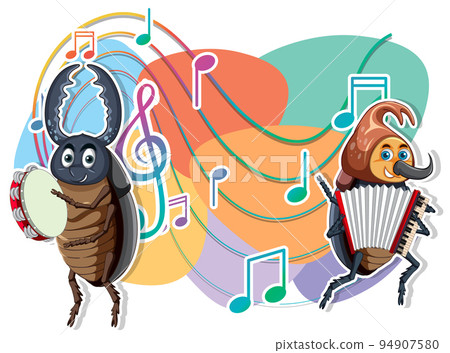 Group of beetle playing music together Group of beetle playing music together 94907580