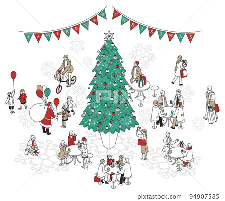 Christmas image (Christmas tree and people) Christmas image (Christmas tree and people) 94907585