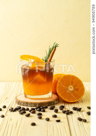 black coffee with orange and lemon juice black coffee with orange and lemon juice 94908789
