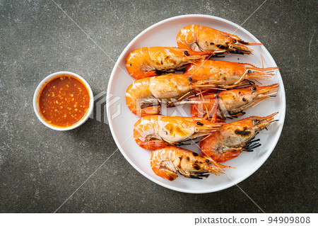 grilled river prawns or shrimps grilled river prawns or shrimps 94909808