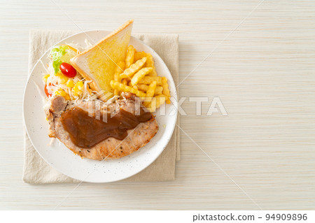 pork steak with black peppers gravy sauce pork steak with black peppers gravy sauce 94909896