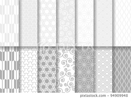 Japanese pattern seamless pattern illustration set: silver shade 94909948