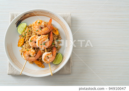 fried rice with shrimps skewers fried rice with shrimps skewers 94910047