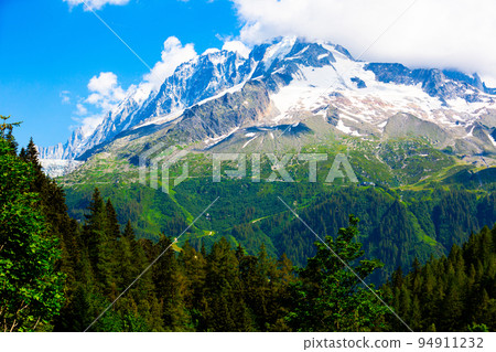 Mountains in Mont Blanc massif in French Alps 94911232