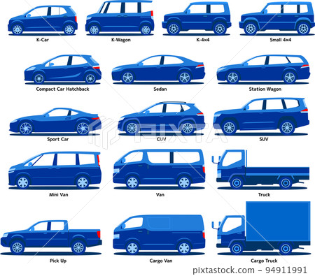 By car type By body type Car illustration Blue 94911991