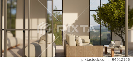 Comfortable hotel lounge seating and relaxing area near the window interior design 94912166