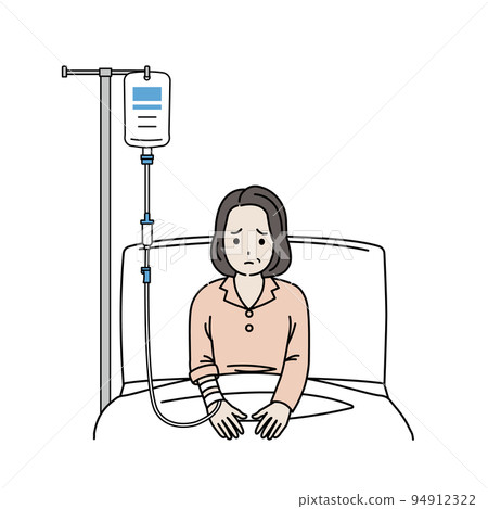 Middle-aged woman hospitalized middle hospital patient sick illustration 94912322