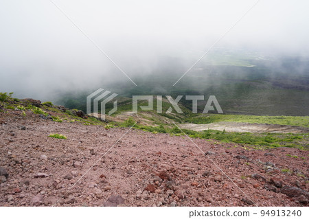 View of the ridge we climbed from near the summit of Mount Nokogiri on the outer rim of Mt. Asama July 23, 2022 94913240