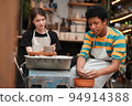 Beautiful woman making ceramic pottery on wheel, hands close-up. woman in freelance, business, hobby. 94914388
