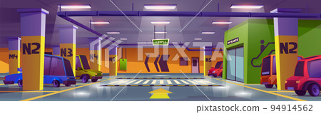 Mall parking, underground car garage interior 94914562