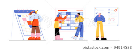 Tasks schedule concept with people making notes Tasks schedule concept with people making notes 94914588