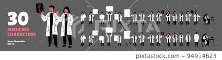 Set of 30 medical staff flat characters on grey 94914623
