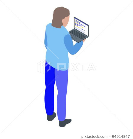 Children laptop programming icon. Isometric of children laptop programming vector icon for web design isolated on white background 94914847