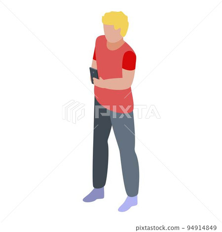 Boy smartphone programming icon. Isometric of boy smartphone programming vector icon for web design isolated on white background 94914849