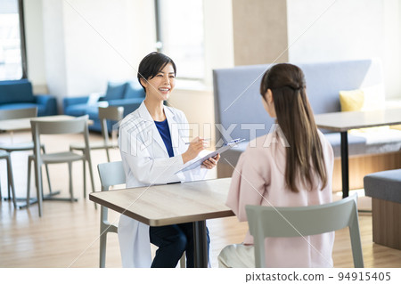 Female doctor, female, examination, doctor, doctor, interview, stress check, stress, industrial doctor interview, office worker, counseling, 94915405